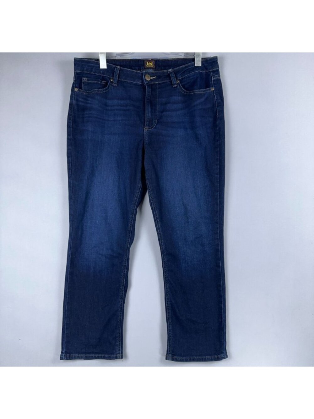 Lee Jeans Size 5 Short Straight Leg High Rise Smarter Fit Blue Dark Wash - Picture 3 of 15